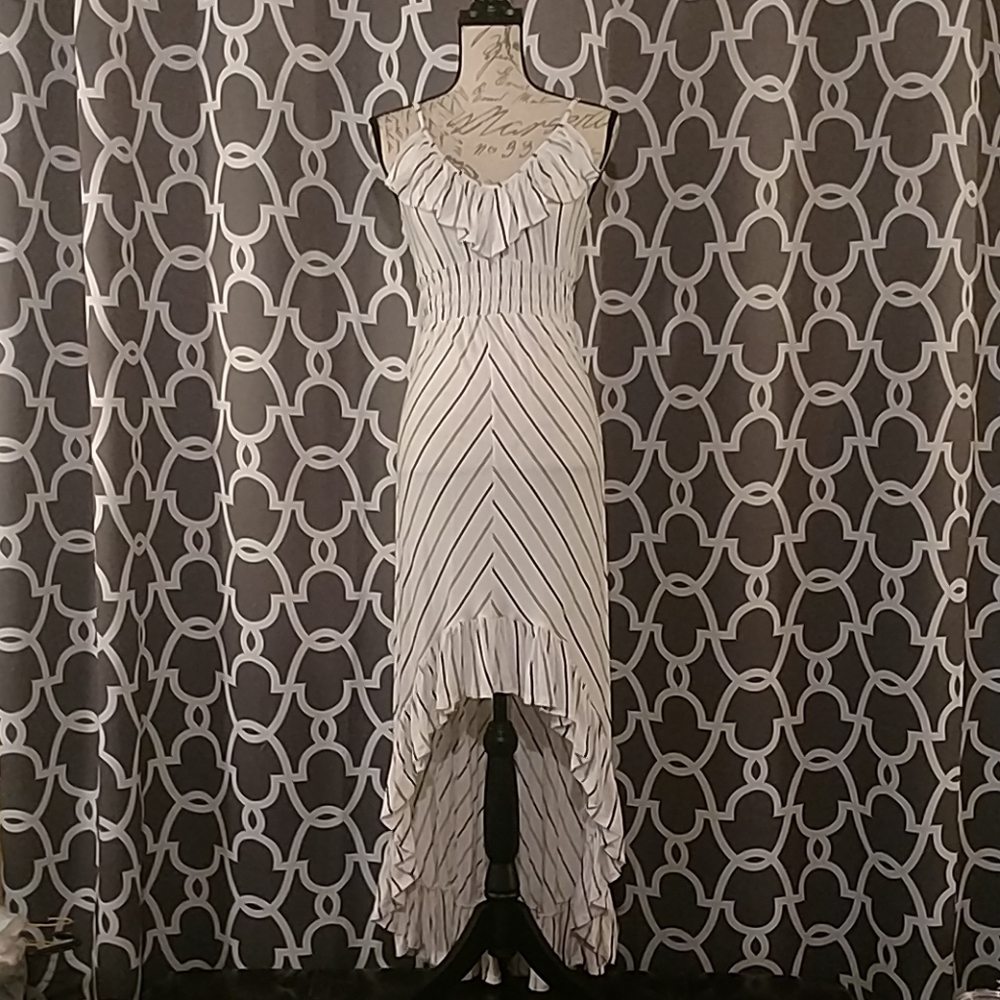White striped high low dress